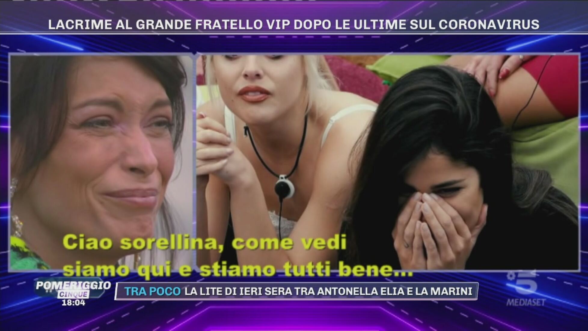 lacrime al grande fratello vip dopo le ultime sul coronavirus pomeriggio cinque video mediaset infinity