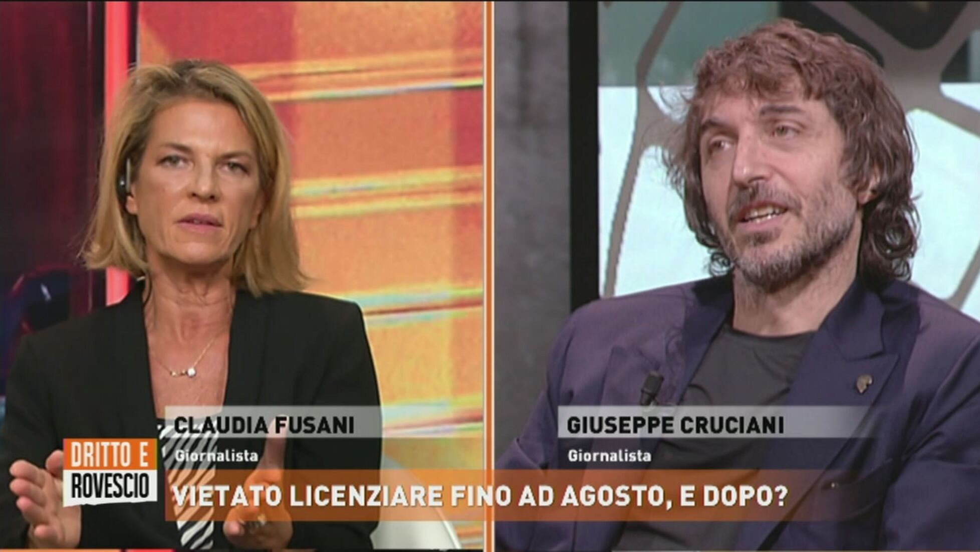 Dritto e rovescio Crisi del lavoro e politica lo scontro tra Giuseppe Cruciani Alessia Morani e Claudia Fusani Video Mediaset Infinity