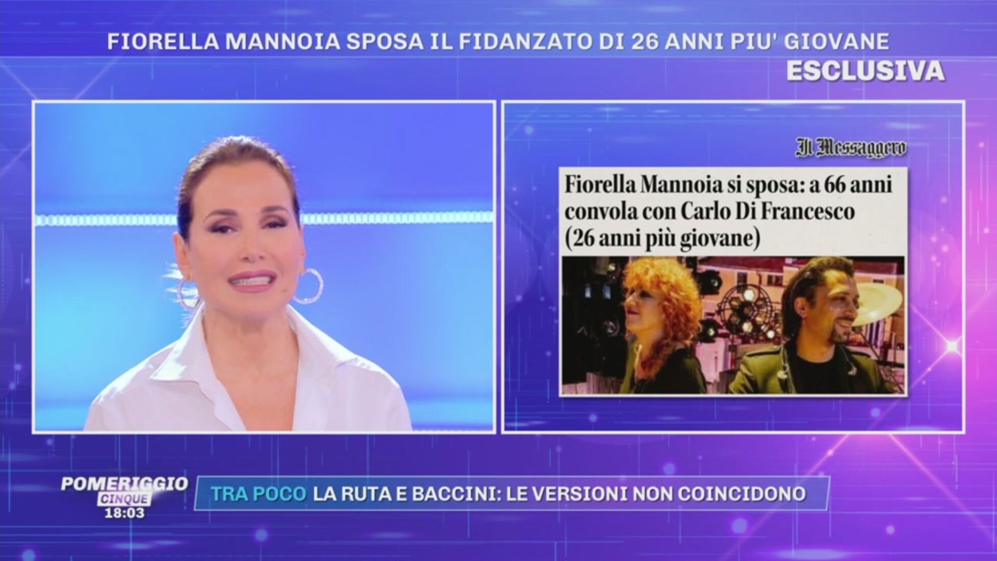 Fiorella Mannoia Si Sposa Pomeriggio Cinque Video Mediaset Play