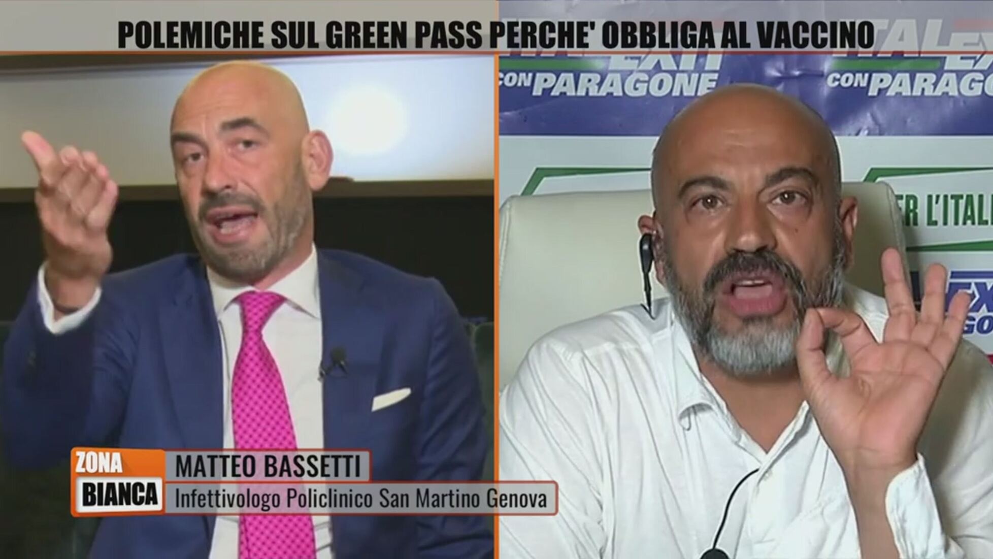 Vaccini E Green Pass Polemica Tra Matteo Bassetti E Gianluigi Paragone Zona Bianca Video Mediaset Infinity