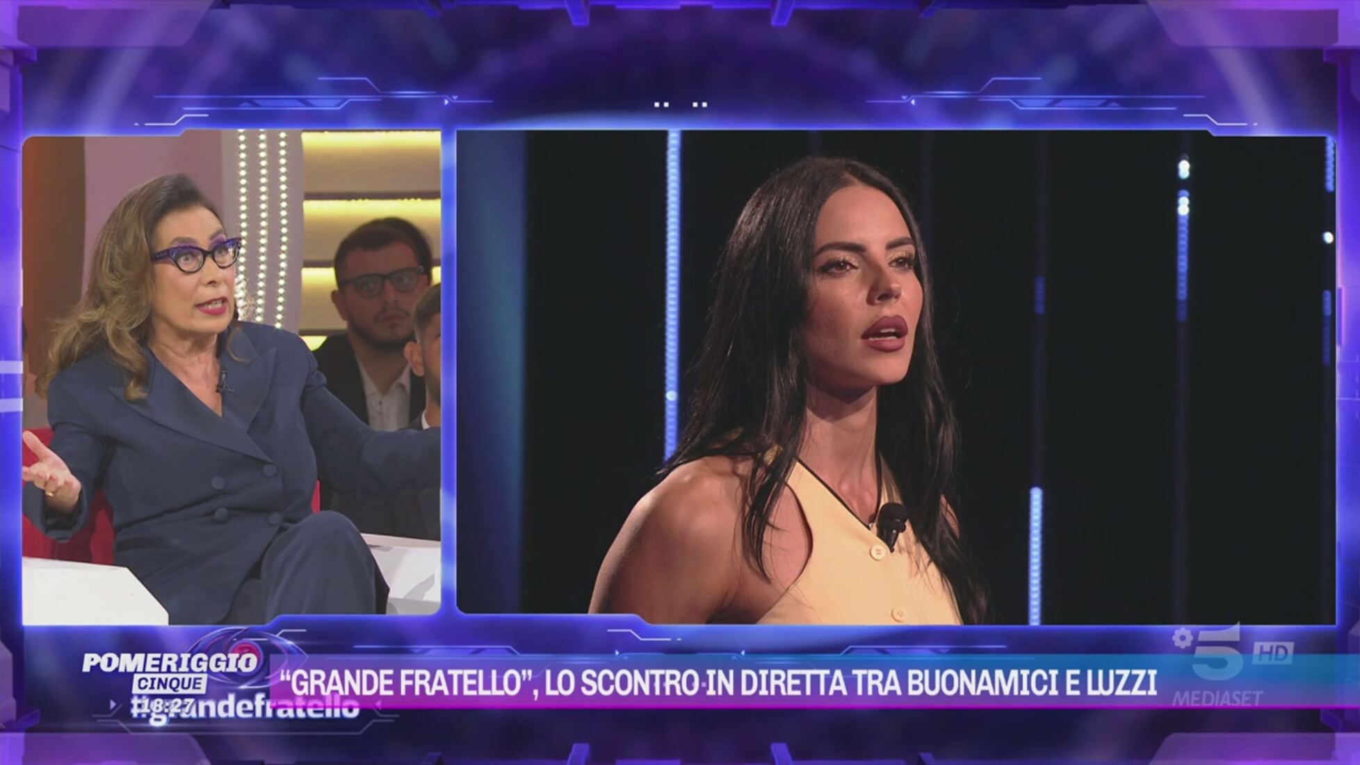 Pomeriggio Cinque: Grande Fratello, lo scontro in diretta tra Buonamici e  Luzzi Video | Mediaset Infinity