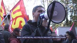 Roma corteo Pro Pal: volti politici macchiati con vernice rossa thumbnail