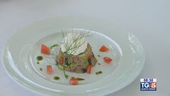 Gusto Verde: pane biscottato con verdure e mousse di ricotta