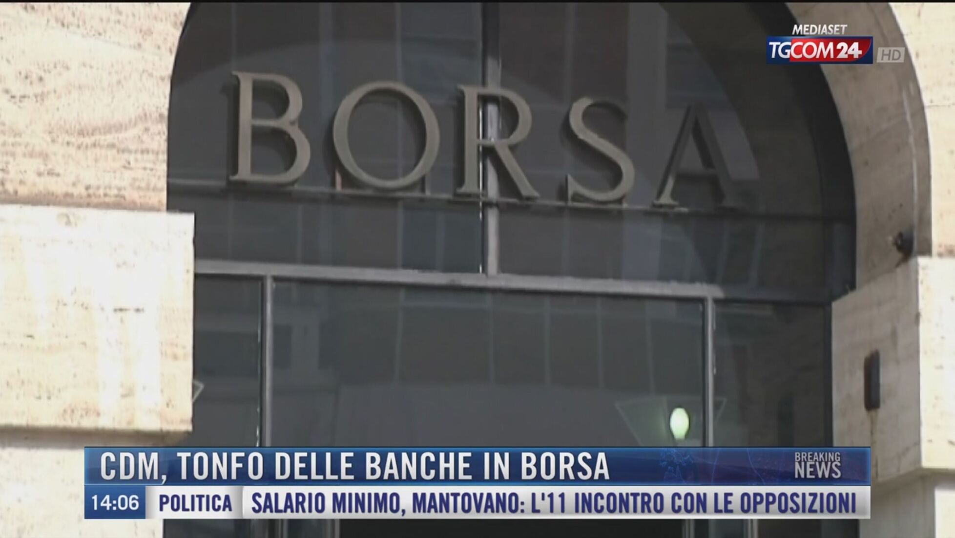 Tgcom24 Breaking News delle 14.00 Cdm tonfo delle banche in borsa Video Mediaset Infinity