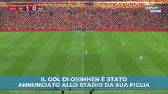 Gol di Osimhen annunciato allo stadio dalla figlia