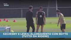 Szczesny e Lewa: allenamento con botte (finte)